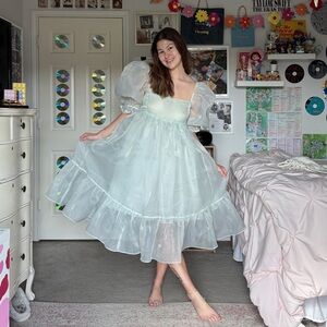 selkie midi puff dress in mint *read description!*